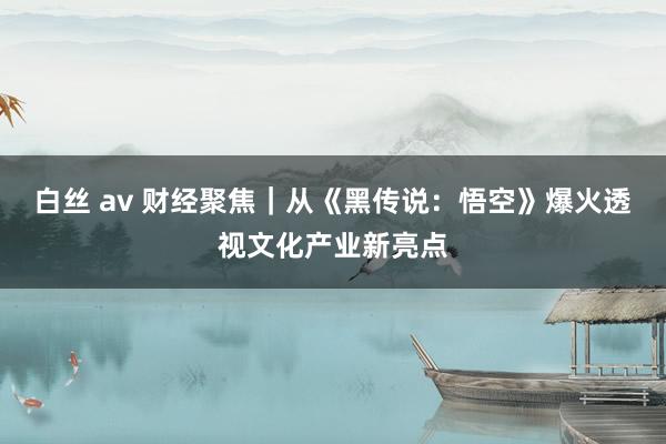 白丝 av 财经聚焦|从《黑传说:悟空》爆火透视文化产业新亮点