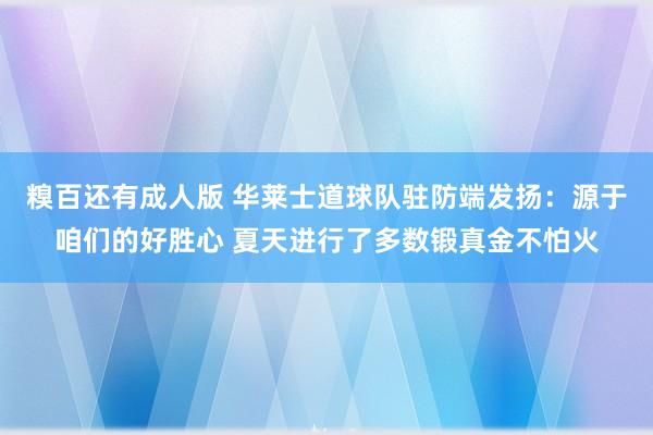 糗百还有成人版 华莱士道球队驻防端发扬:源于咱们的好胜心 夏天进行了多数锻真金不怕火