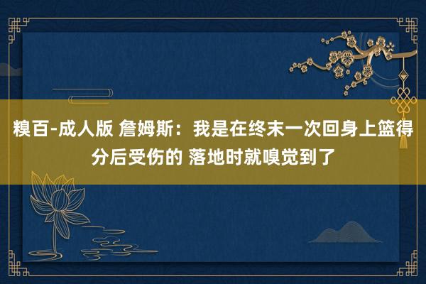 糗百-成人版 詹姆斯：我是在终末一次回身上篮得分后受伤的 落地时就嗅觉到了